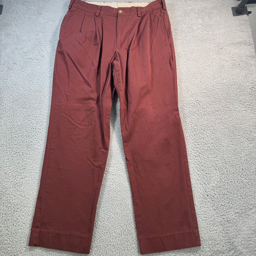 Bills Khakis Mens 36x30 M1P Classic Fit Pleated Chino Pants Burgundy Made in USA